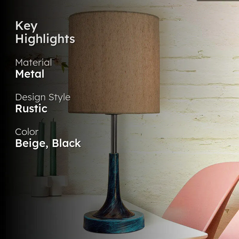 Arialla Bleu Drum Metal Table Lamp - Beige,Black media 2