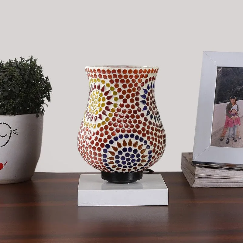 Luminexia Mosaic Glass Table Lamp With Wooden Base - Multicolor media 4