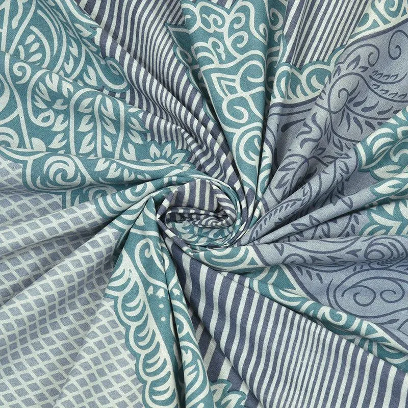 Vanya Velvet Ethnic Cotton Bedsheet (Blue) - 150 TC media 5