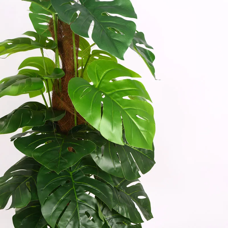 Monever Artificial Monstera With Black Plastic Pot (Green) - 4 Feet media 4