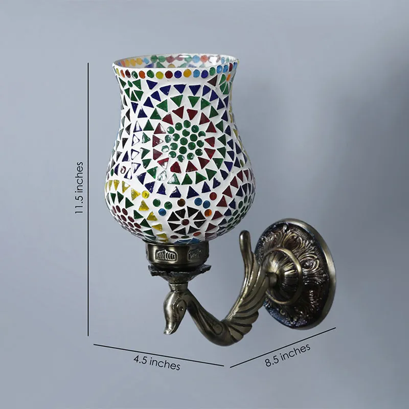 Riva Retro Mosaic Glass & Metal Wall Lamp media 5