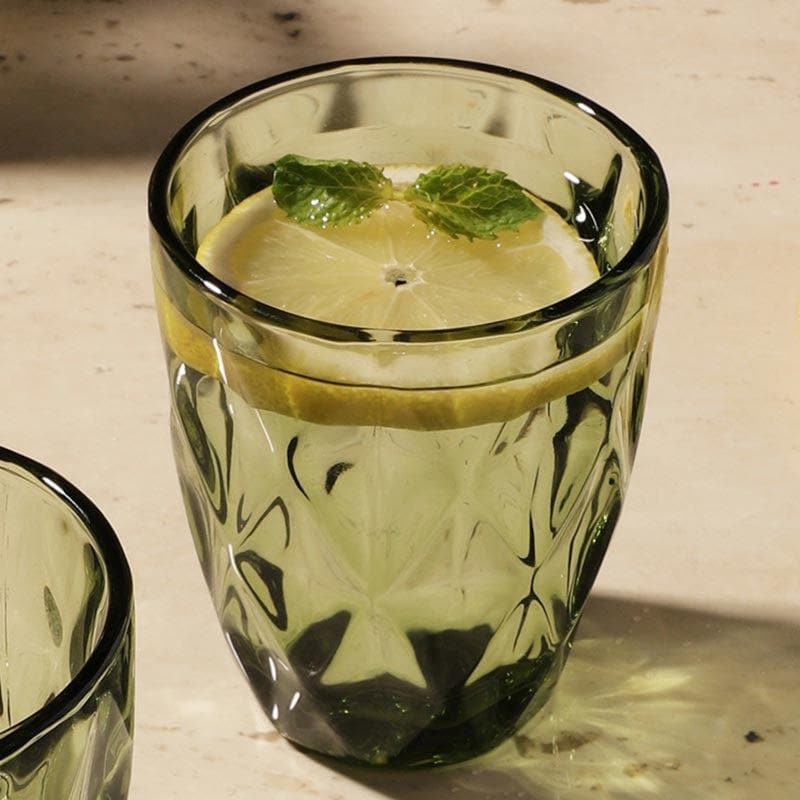 Cubist Green Tinted Glass (270 ml ) - Set Of Two media 6