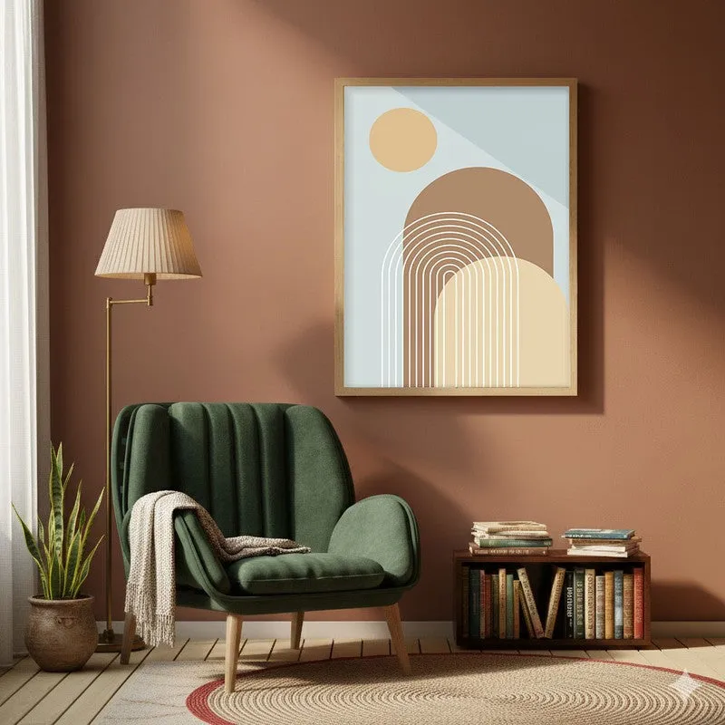Rhythm Lines Canvas Wall Painting With Brown Frame media 6