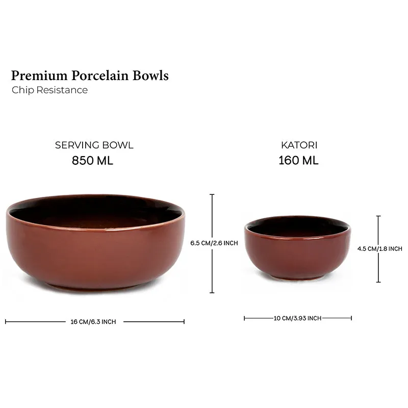 Caspian Porcelain Dinner Set (Brown/800 mL/160 mL) - 20 Piece Set media 8