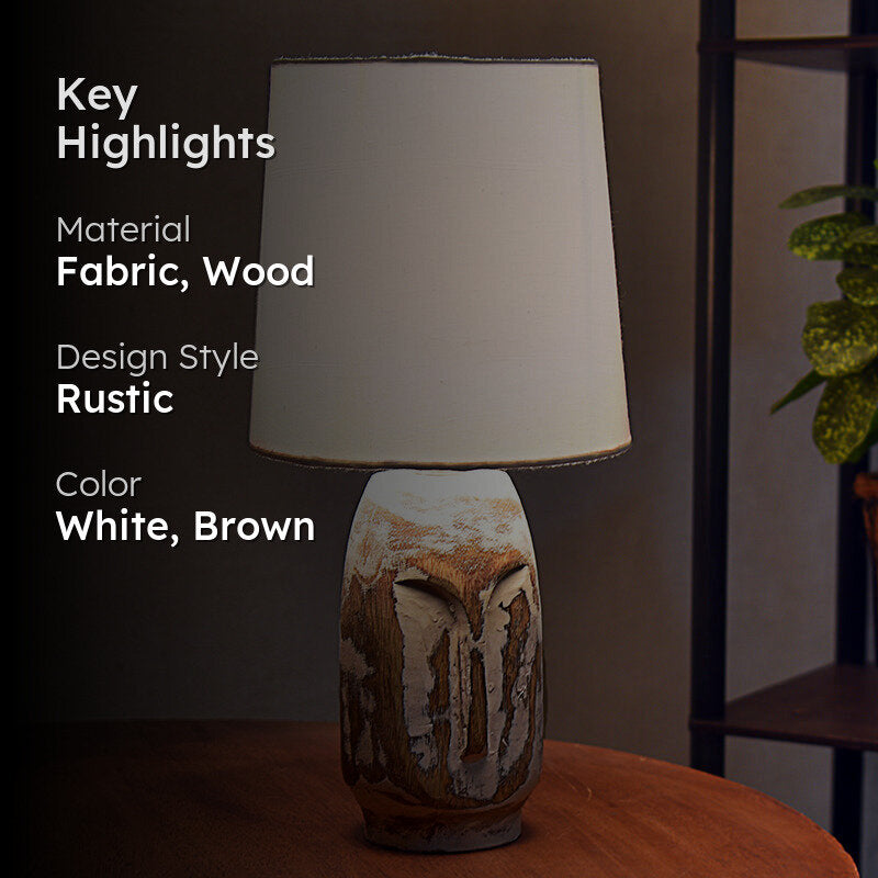 Heracles Carved Fabric Table Lamp - White,Brown media 2