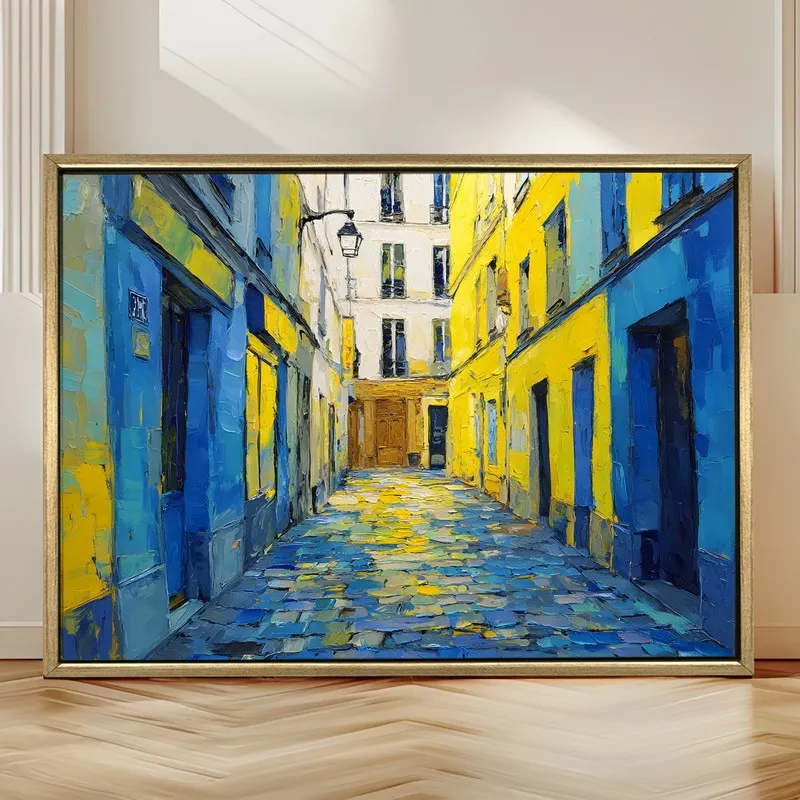 Sunlit Lane Canvas Wall Painting With Frame media 4