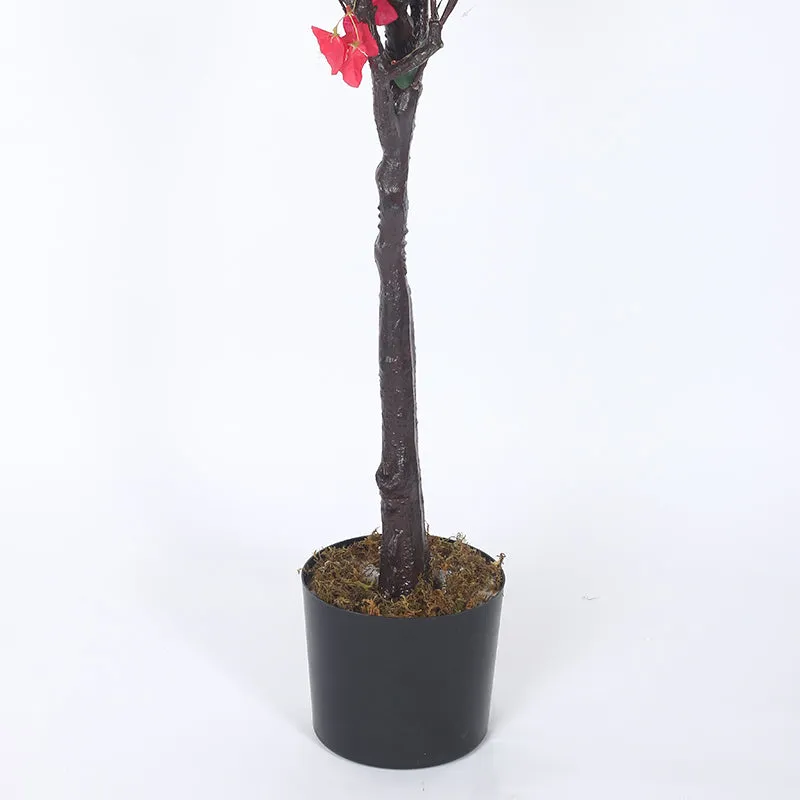 Villa Flora Artificial Bougainvillea With Black Plastic Pot (Red) - 5.3 Feet media 6