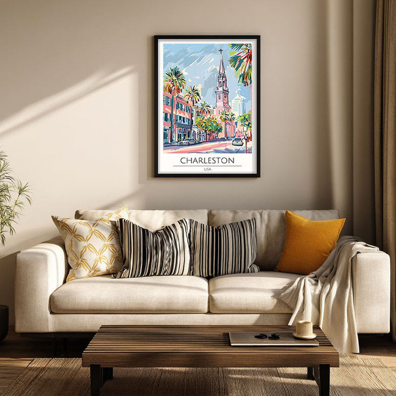 Vintage Charleston Framed Canvas Wall Painting