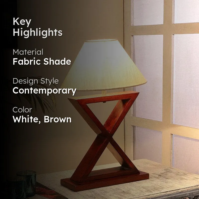 Sandiera Criss Cross Fabric Table Lamp - White,Brown media 2