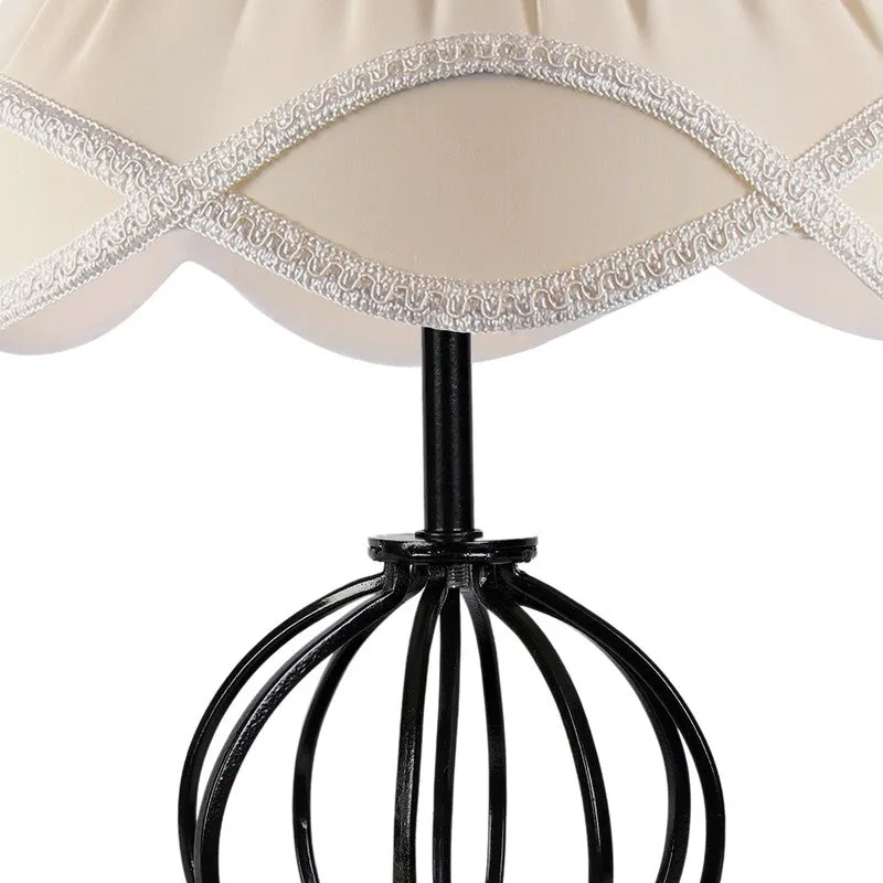 Aurylin Cotton Table Lamp With Wooden Base - Ivory media 8