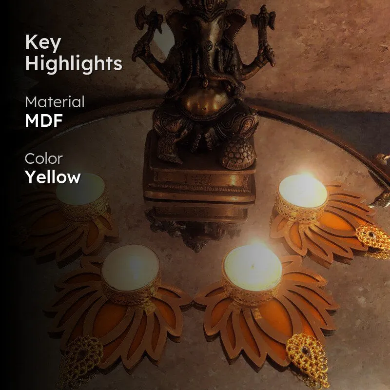 Kamala Shine Tealight Candle Holder (Yellow) - Set Of Four media 2