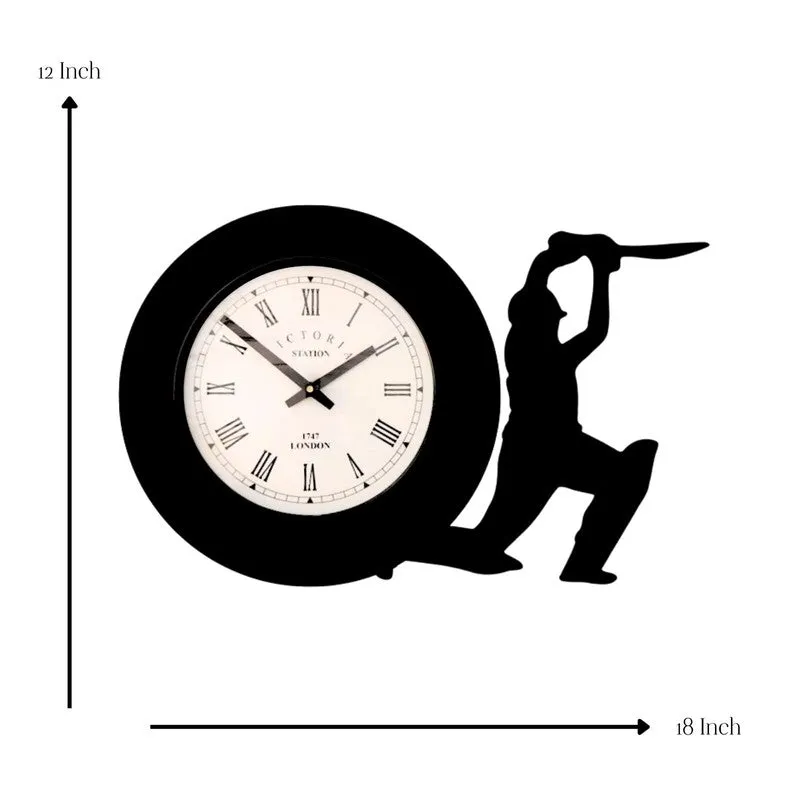 Cricketer Steel Analog Wall Clock - Black media 7