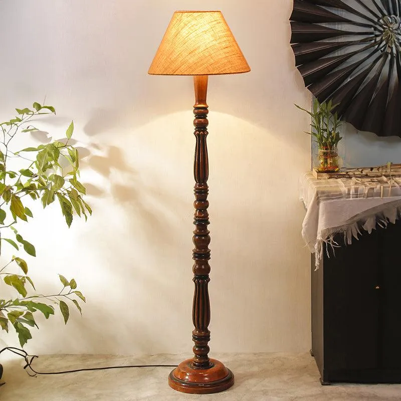 Tira Vintage Wooden Floor Lamp With Jute Shade - Beige media 6