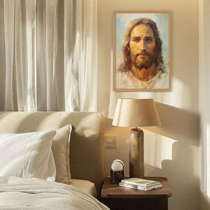 Ethereal Jesus Archival Paper Wall Painting With Brown Frame media 4