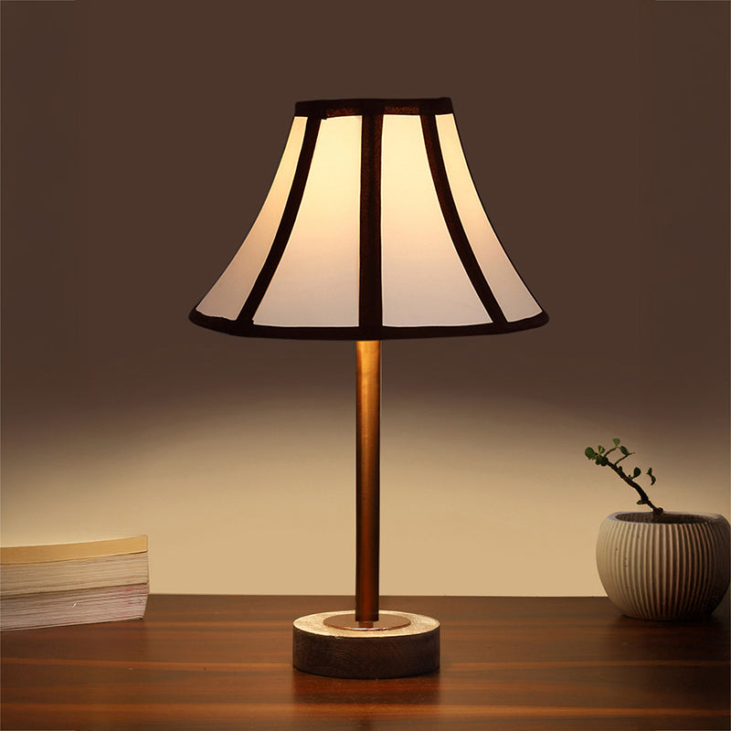 Stripra Rodin Wooden Table Lamp - White,Copper