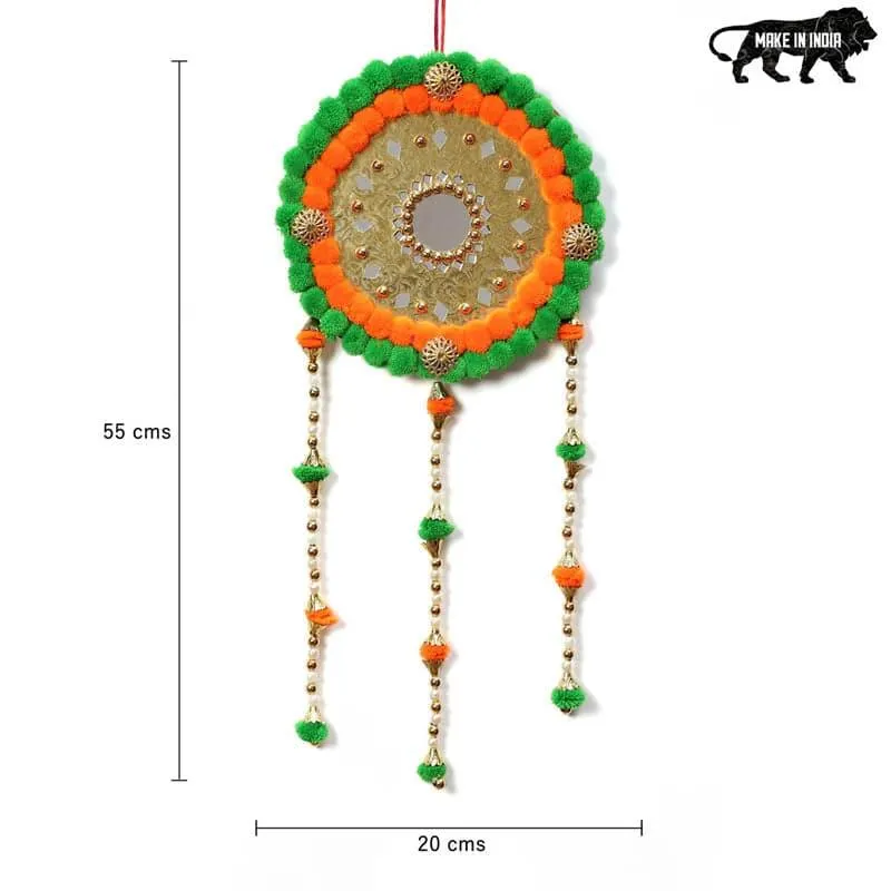 Round Festive Latkan - Orange & Green media 3