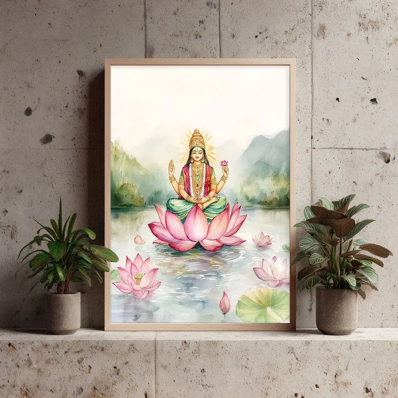 Vishnupriya Spiritual Archival Paper Wall Painting - Natural Brown Frame media 3