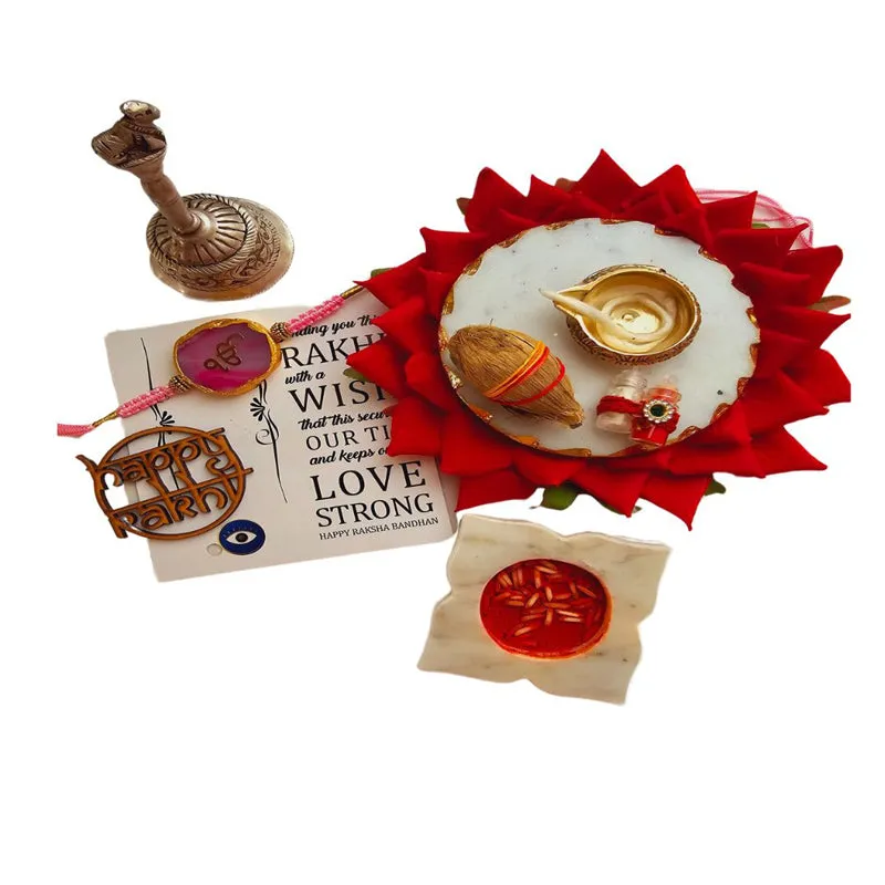 Ik Onkar Pink Agate Rakhi Gift Set media 3