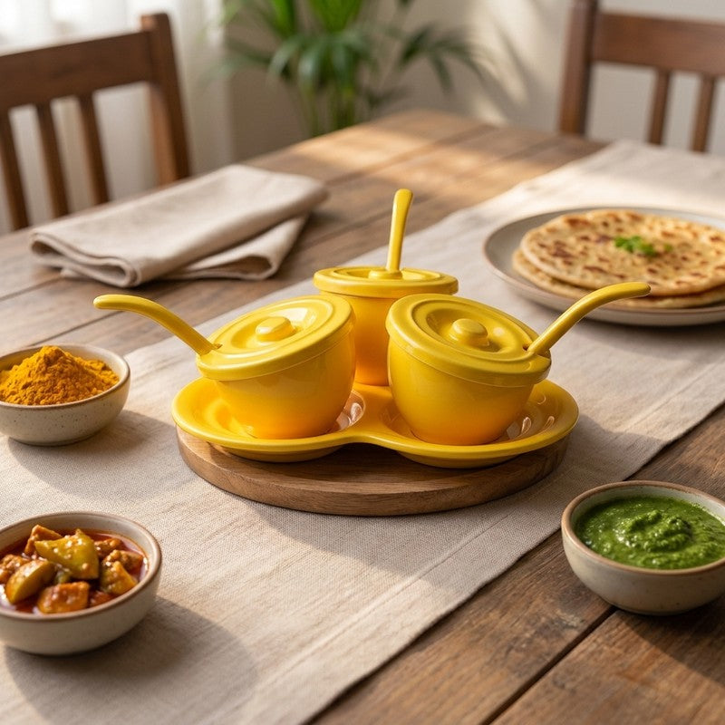 Trio Melamine Condiment Set (Yellow) - Ten Piece Set - 210 mL