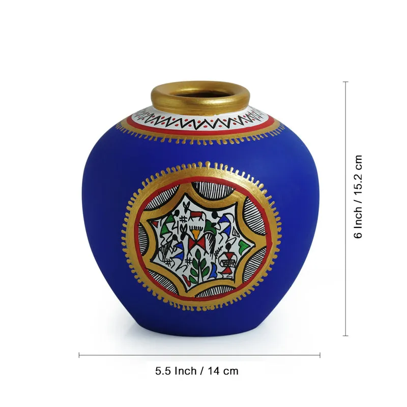 Madhuvan Handpainted Vase - Blue media 5