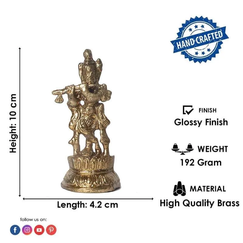 Krishna With Flute Brass Idol media 6