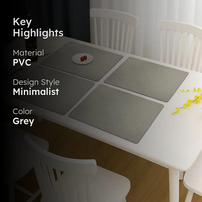 Claymor Grey Rectangle PVC Table Mats - Set Of Four media 2