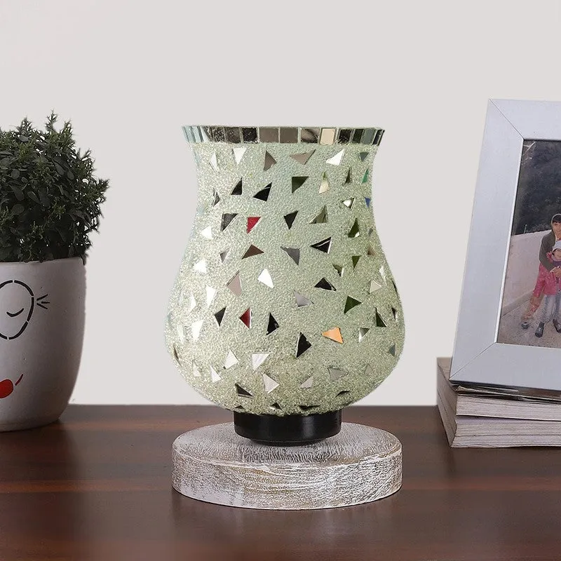 Bright Mosaic Glass Table Lamp With Wooden Base - Multicolor media 4