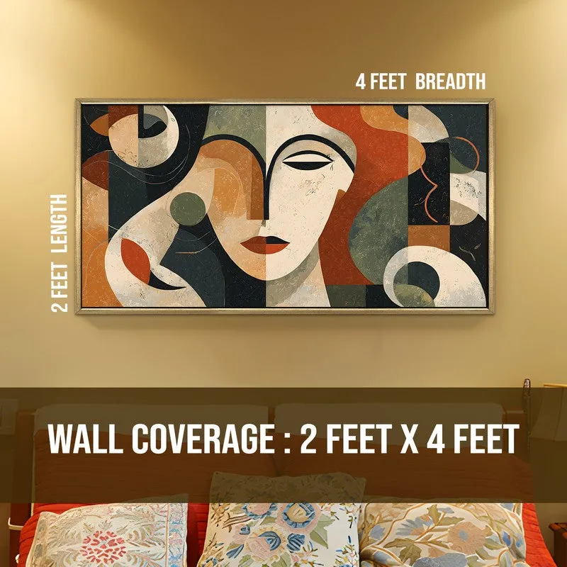 Modern Visage Canvas Wall Painting With Frame media 8
