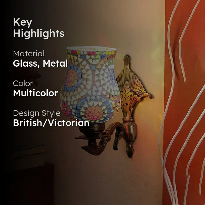 Mandala Pied Glass & Metal Wall Lamp - Multi media 2