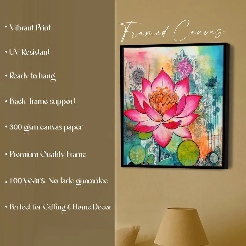 Fuchsia Lotus Wall Art With Frame media 5