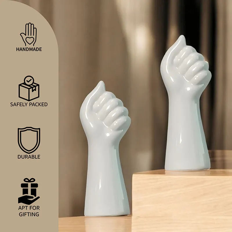 Hand Bouquet Vase (White) - Set Of Two media 4