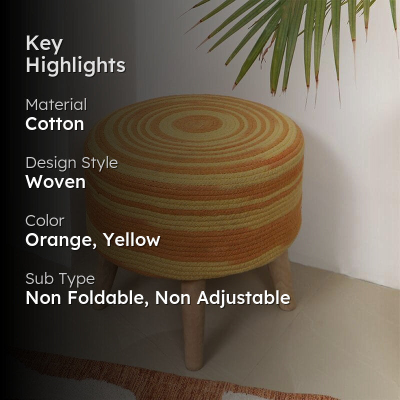 Seleni Cotton Ottoman - Orange & Yellow image 2