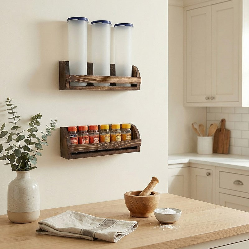 Velvetash set of 2 Wooden Wall Shelf Organiser