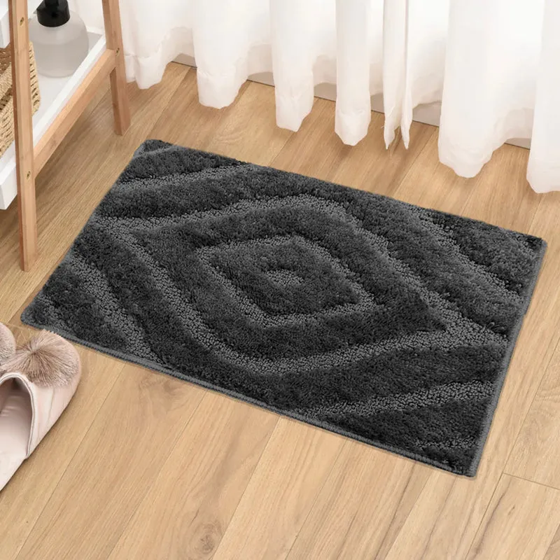 Scotch Stripes Microfiber Bath Mat - Dark Grey media 1