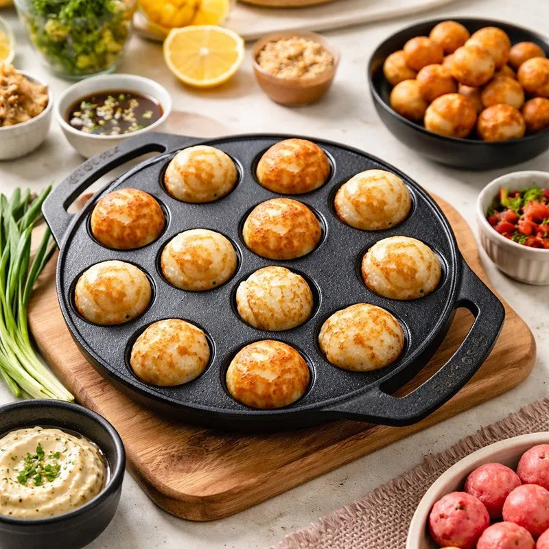 Solara Brewora Round Cast Iron Paniyaram Pan media 1