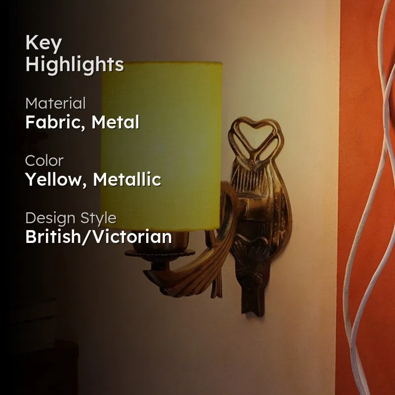 Love Gleam Atva Cylindrical Fabric & Metal Wall Lamp - Yellow media 2