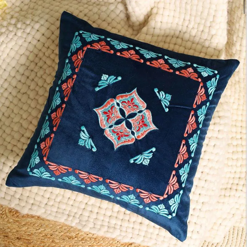 Thread & Tale Embroidered Cotton Cushion Cover - 4