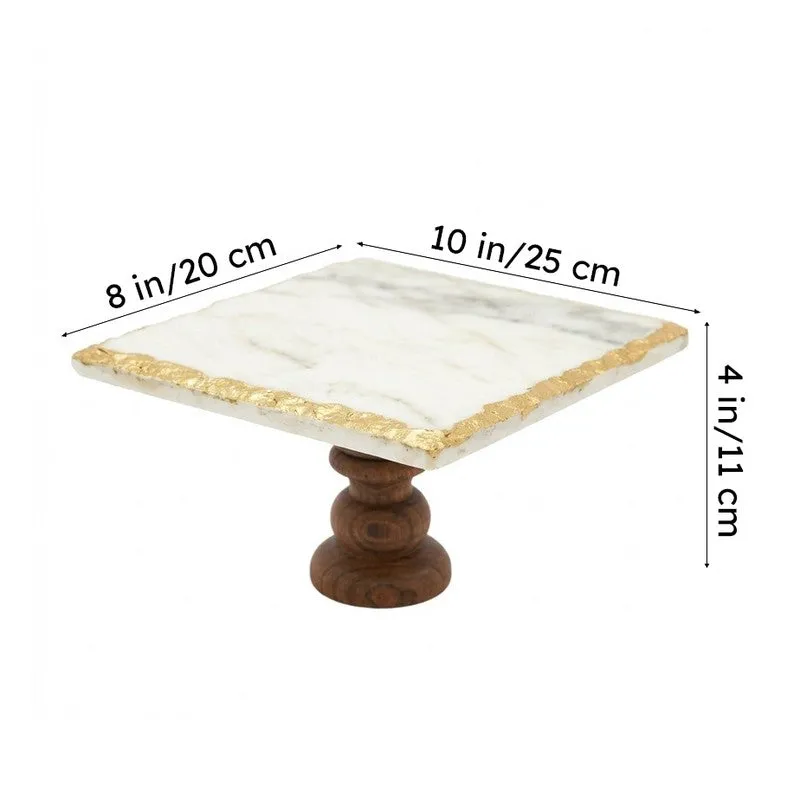 Levora Marble Cake Stand With Wooden Base media 6