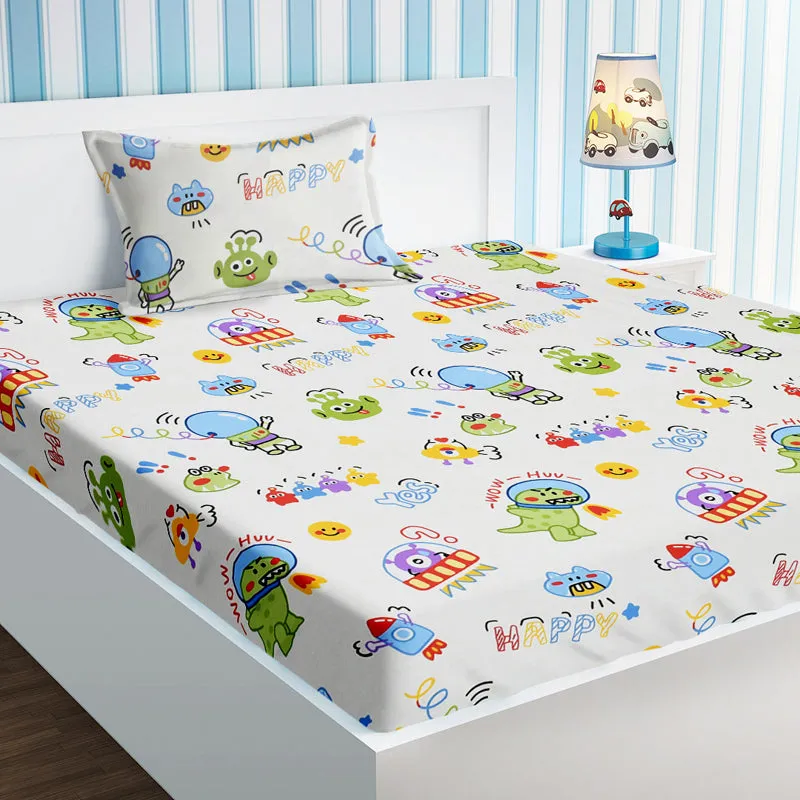 Alien Flight Kids Cotton Bedsheet - 210 TC media 1