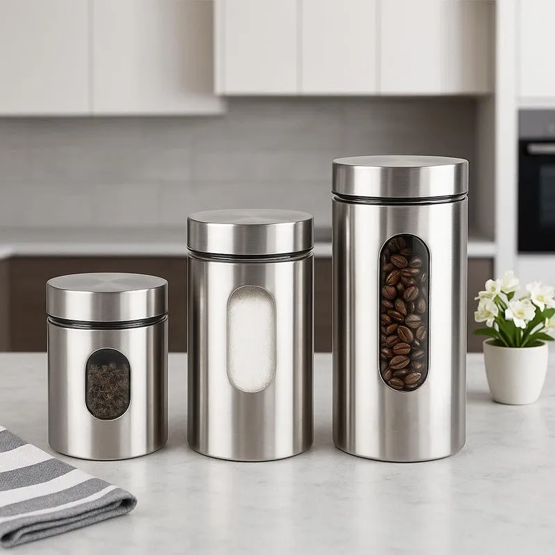 Fresh Keep Stainless Steel Jar (800 mL/650 mL/350 mL) - Set of Three media 5