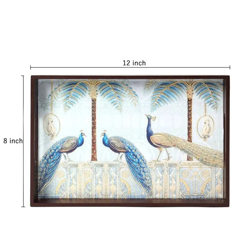 Mayurika Garden Wood Serving Tray - Blue, Brown media 8