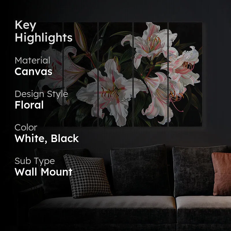 Painted Lillies Canvas Wall Art - Set Of Five media 2