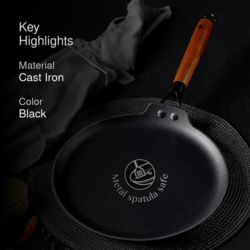 Bergner Odin Iron Dosa Tawa With Wooden Handle - 28 cm image 3
