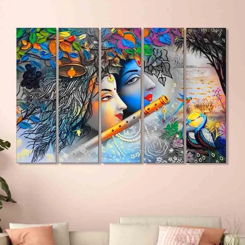 Radha Krishna Wall Art - Five Piece Set media 1