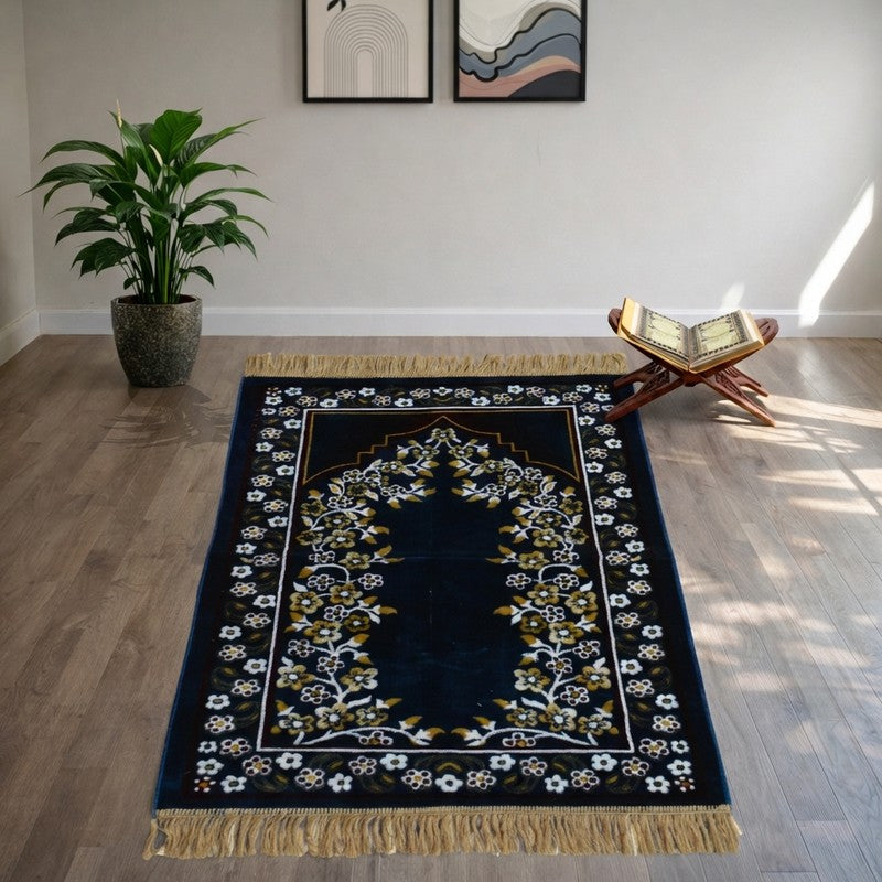 Noorzen Velvet Prayer Mat - Blue,White
