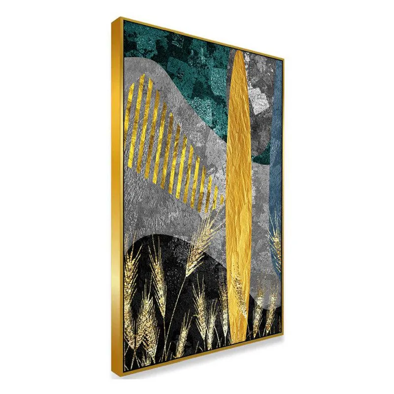 Indigo Eclipse Abstract Canvas Wall Painting With Frame - Gold media 3