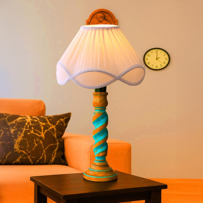 Elara Myra Wooden Table Lamp - OffWhite media 3