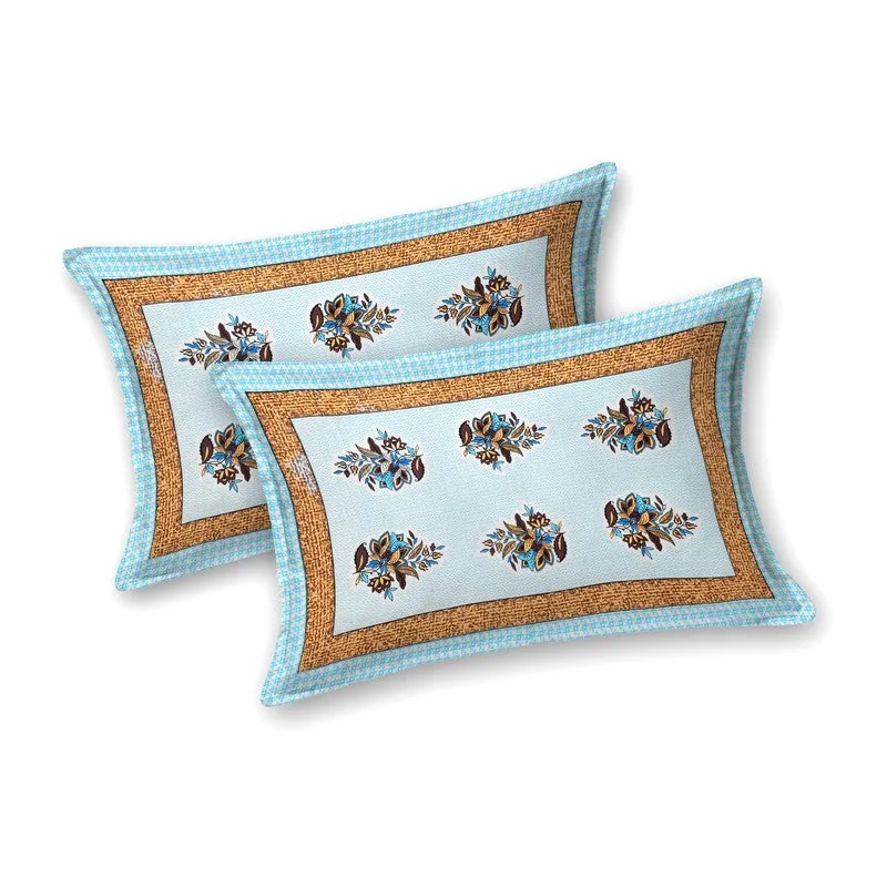 Royalra Cotton Bedsheet (Blue,Orange) - 240 TC media 4