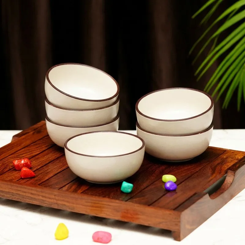 Swaad Katori Ceramic Snack Bowls (White, 180 mL Each) - Set Of Six media 1