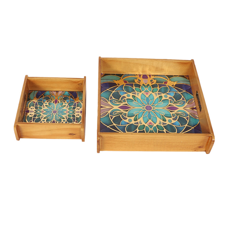 Floral Feast Wooden Serving Tray - Set of Two media 3